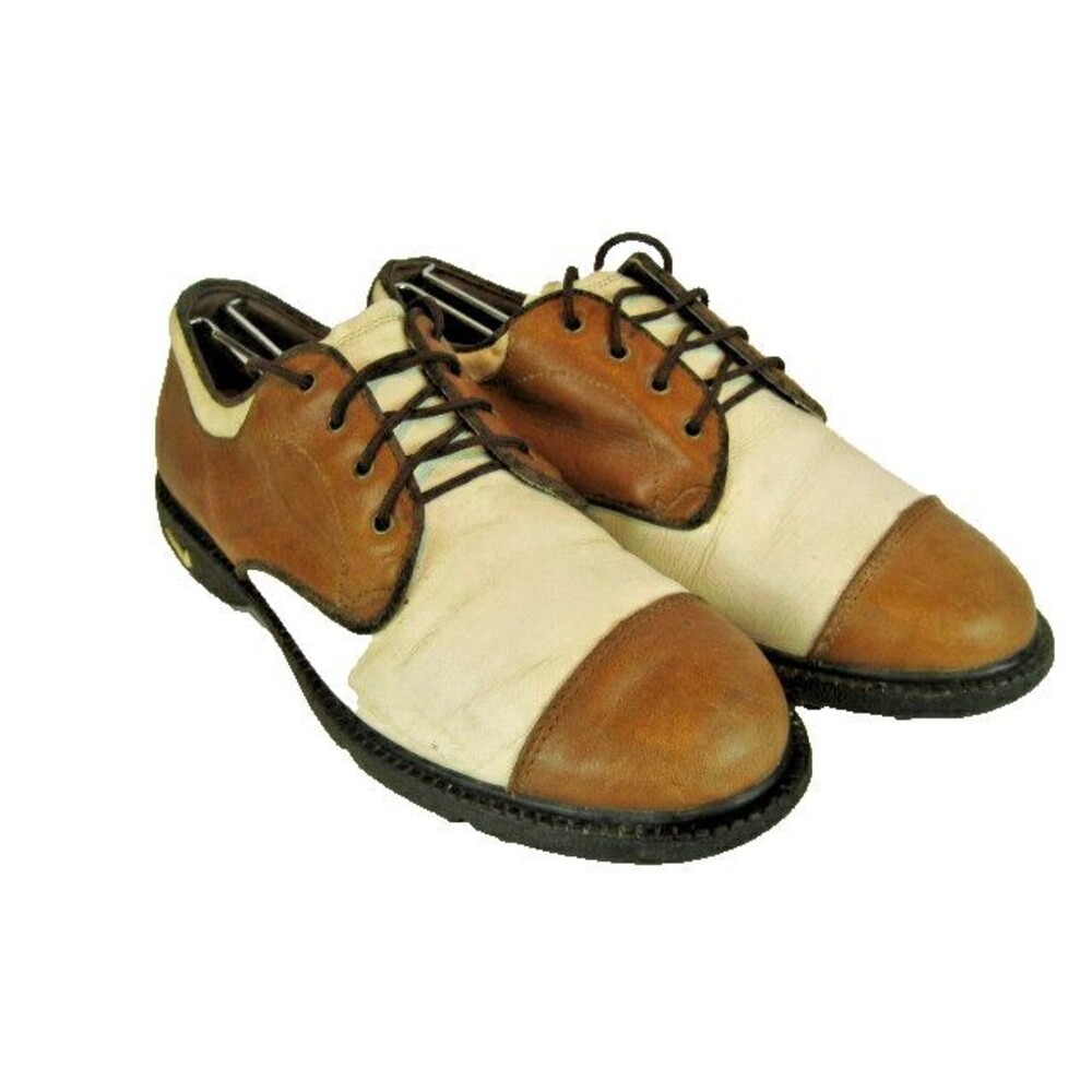 Womens Vntg Nike Air Golf Shoes Saddle Oxfords Tan/White Leather sz 5